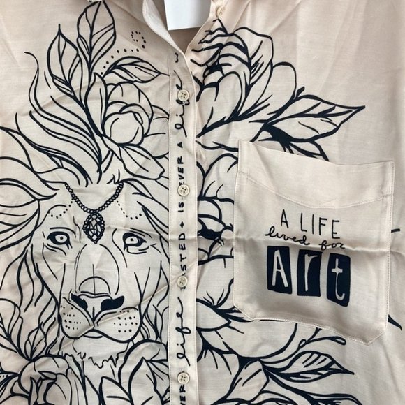 Me369 Scarlett Tattoo Print Silk Shirt - Picture 9 of 12